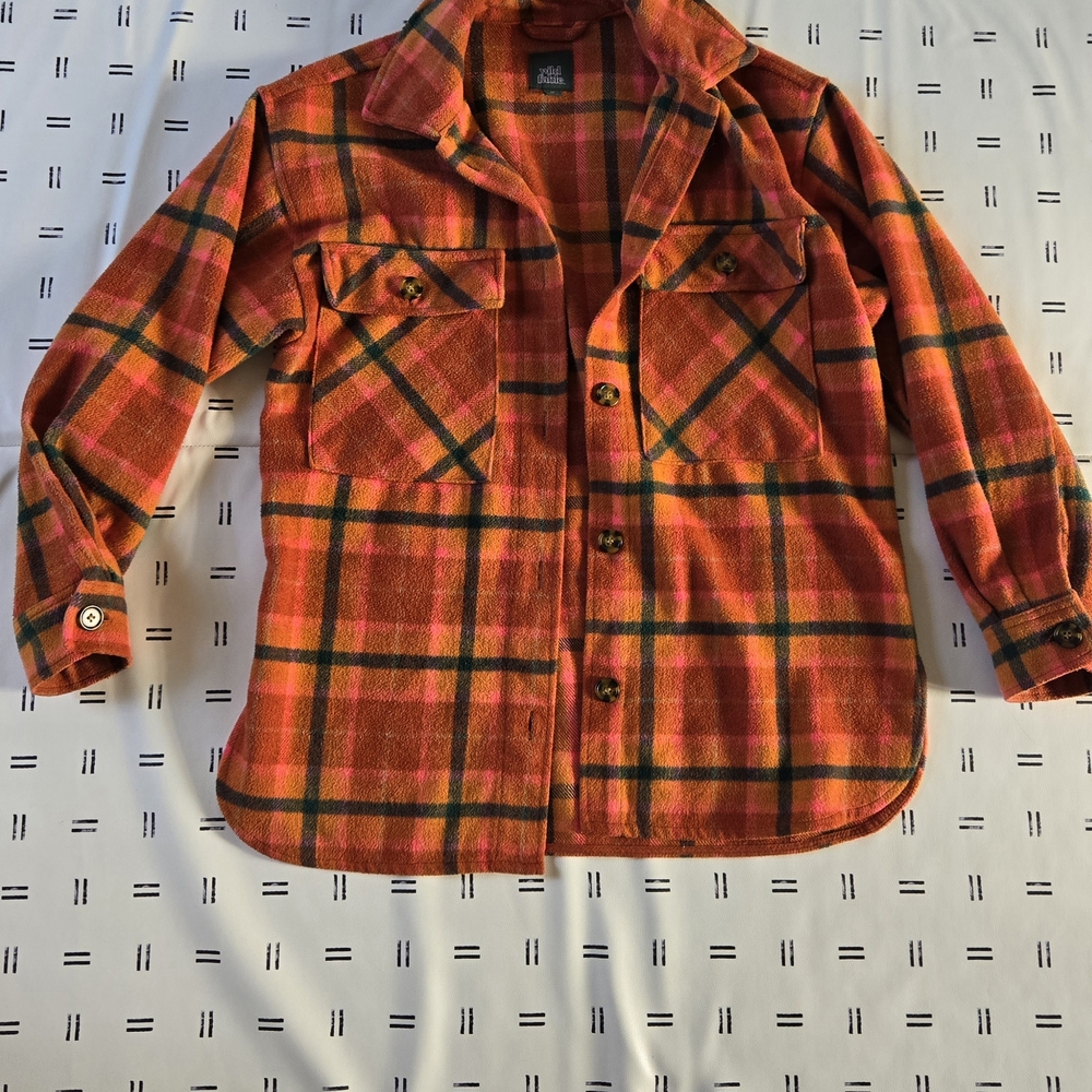 Wild Fable Pink and Green Plaid Shirt